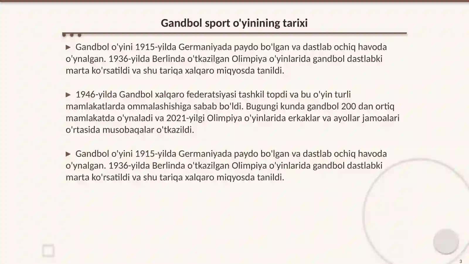 Gandbol va futbol sport o’yini haqida 3