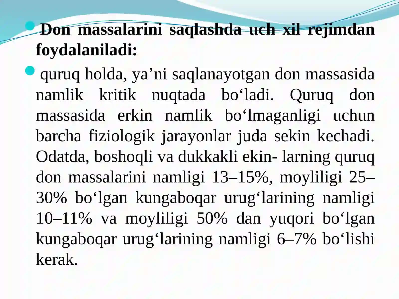 DONNI SAQLASH VA QAYTA ISHLASH TEXNOLOGIYASI 3