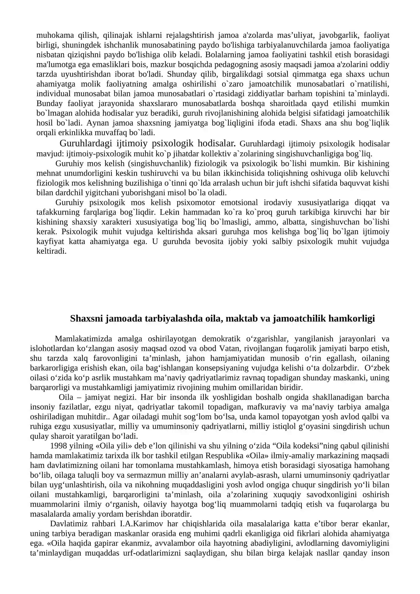 Jamoani tashkil qilish metodikasi. Jamoada shaxsni tarbiyalash 3