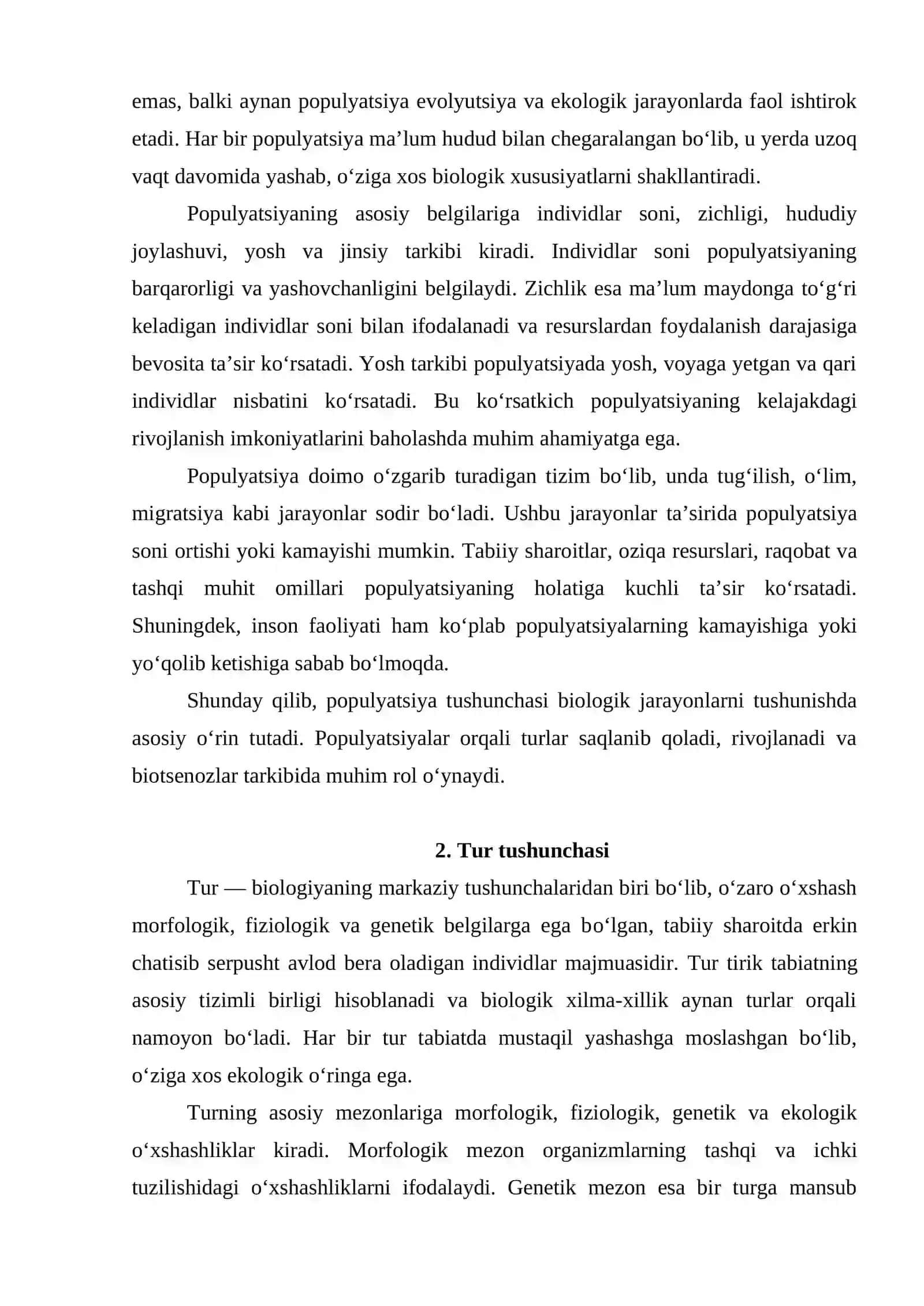 Populyatsiya tur va biotsenoz tushunchalari o’zaro bog’liqligi 3