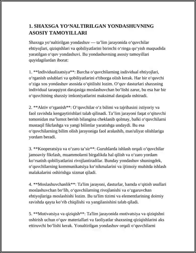 SHAXSGA YOʻNALTIRILGAN YONDASHUV ASOSIDA TA'LIM JARAYONINI REJALASHTIRISH 3