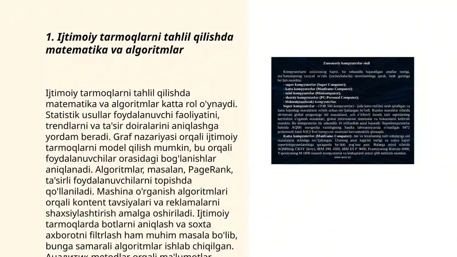 Ijtimoiy -sohada matematika va kompyuter modemlardan foydalanish 3