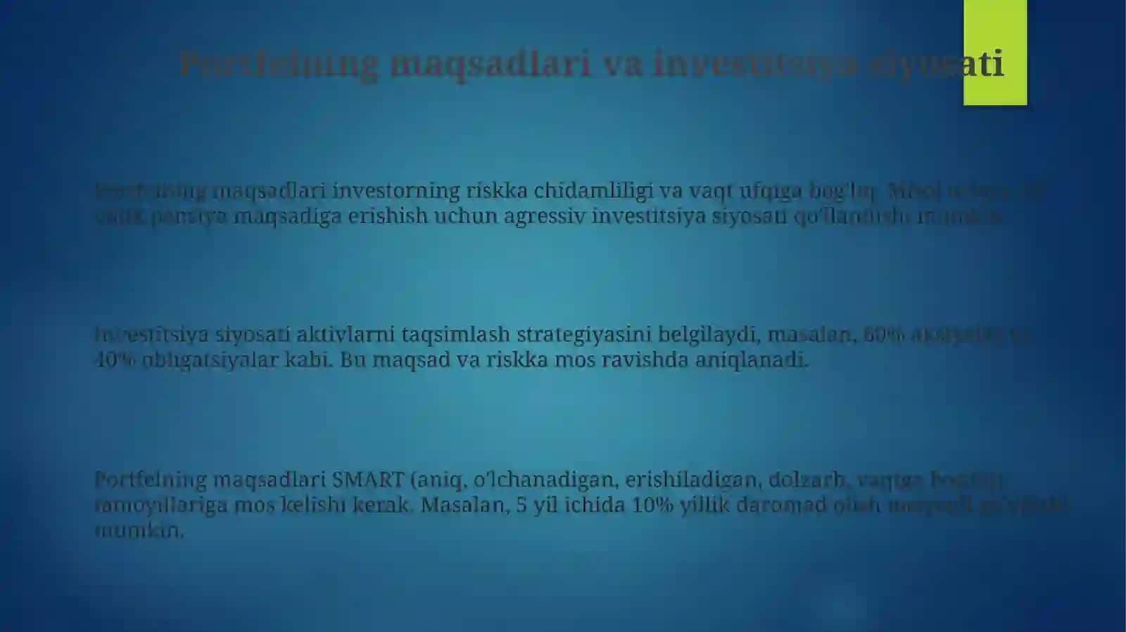 Zamonaviy sharoitlarda moliya va investitsion portfelin shakllantirishning o'ziga xos jihatlari 3