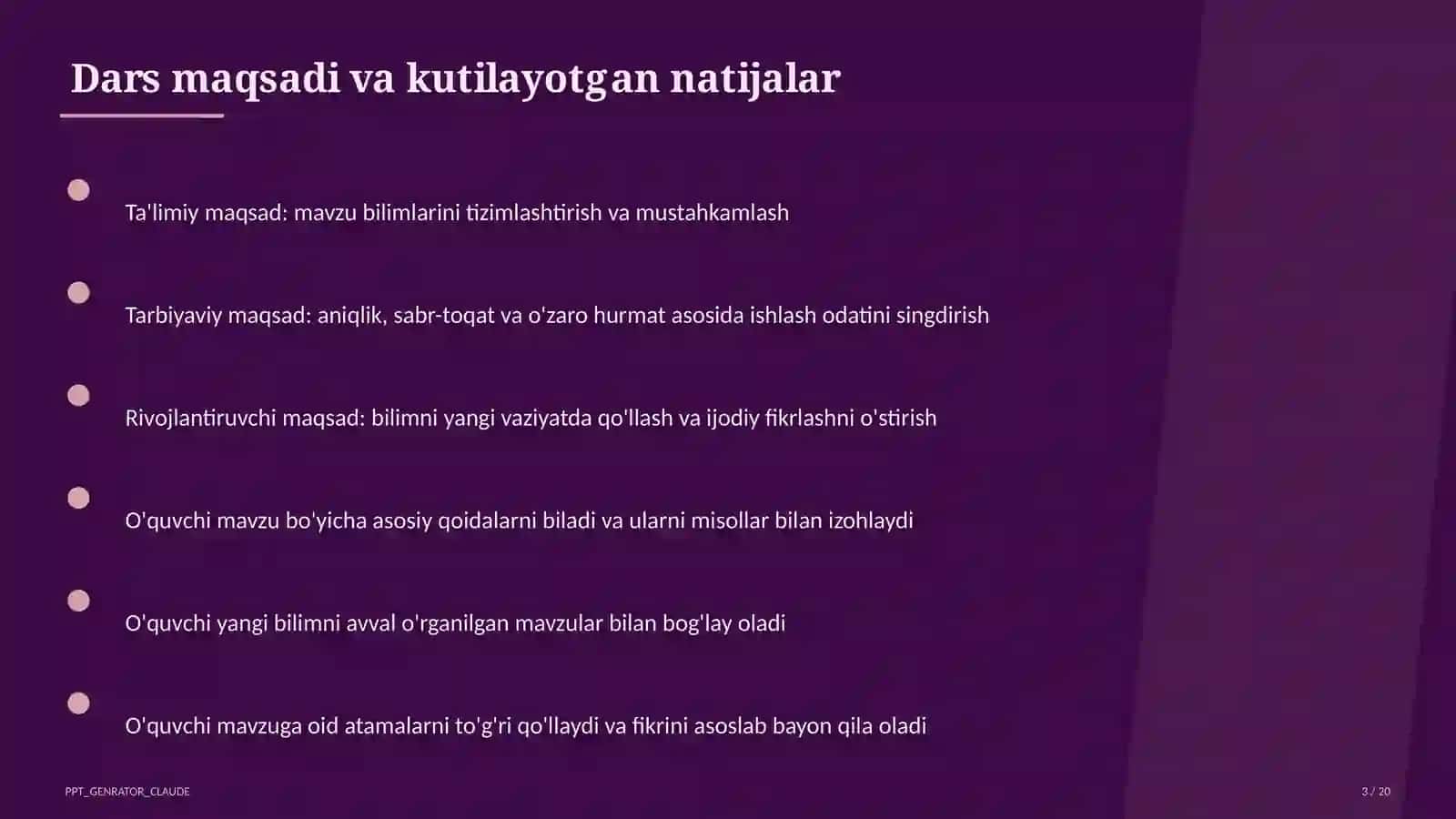 Blum taksonomiyasi va o'quv maqsadlari 3