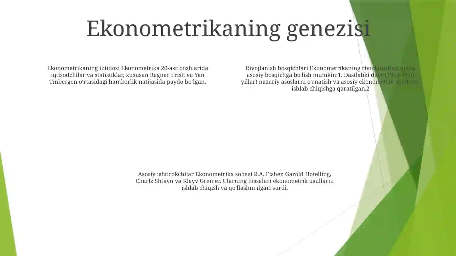 Ekonometrika Fanining Kelib Chiqish Tarixi VaRivojlanishBosqichlari 3
