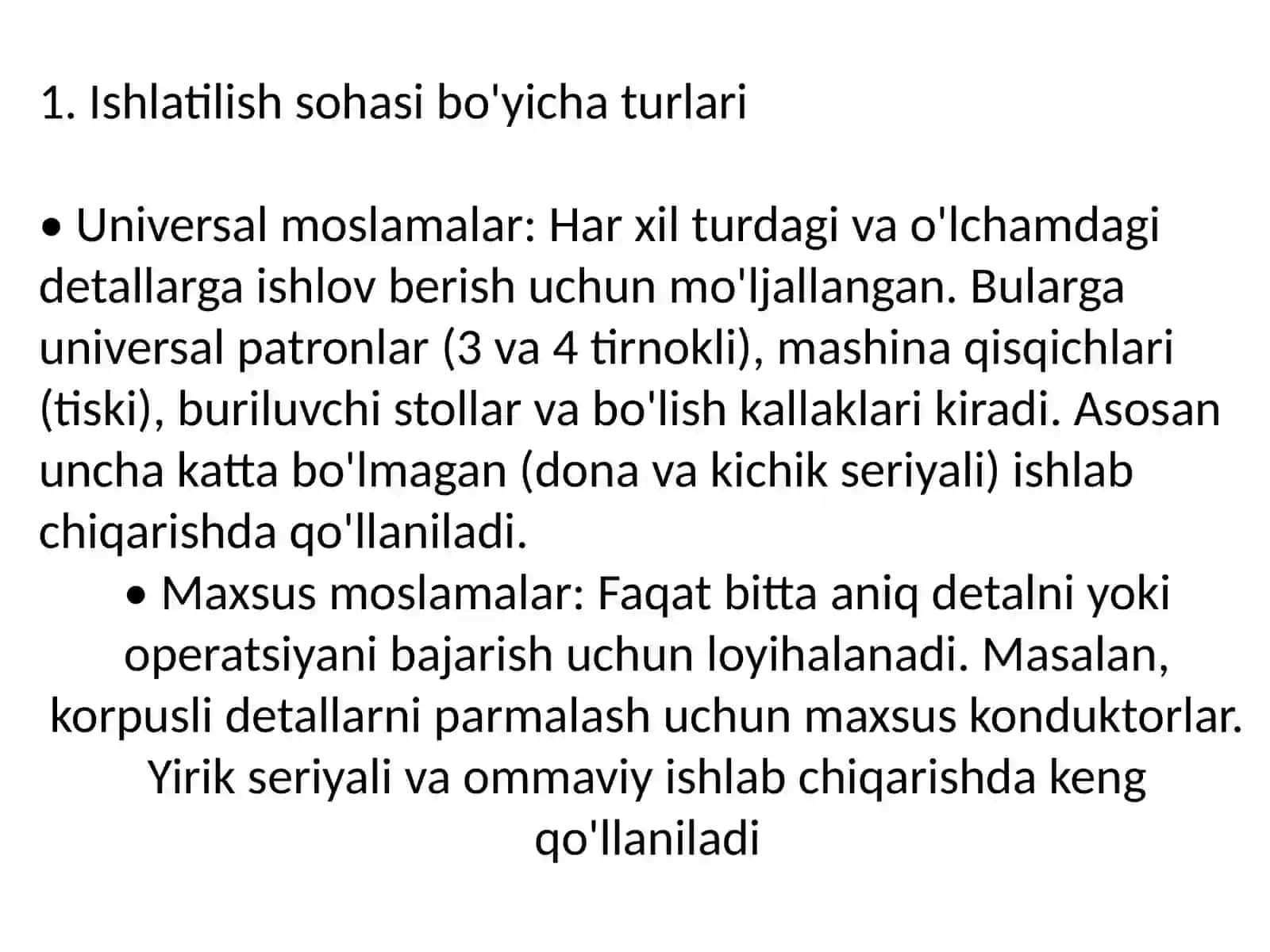 Detallarni ishlab chiqarishda texnologik moslamalarining turlari 3