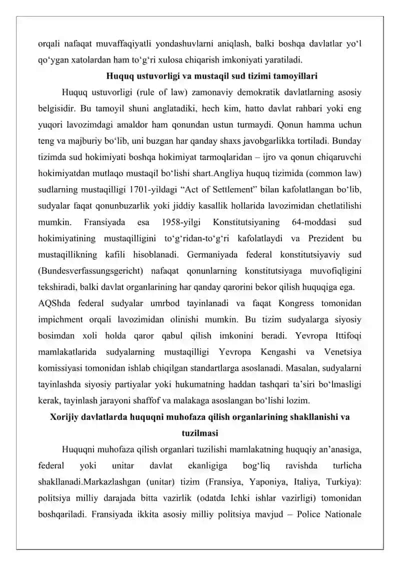 Sud va huquqni muhofaza qiluvchi organlar bo‘yicha xorijiy mamlakatlar tajribasi tahlili 3