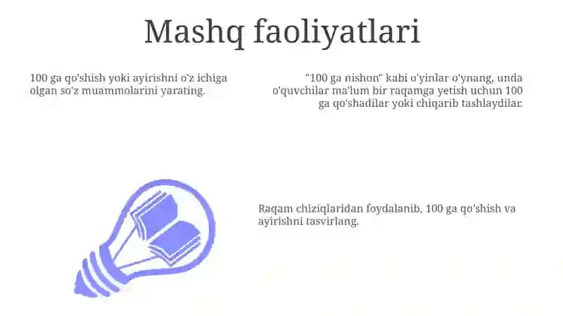 100 ichida qo'shish va ayirish 3