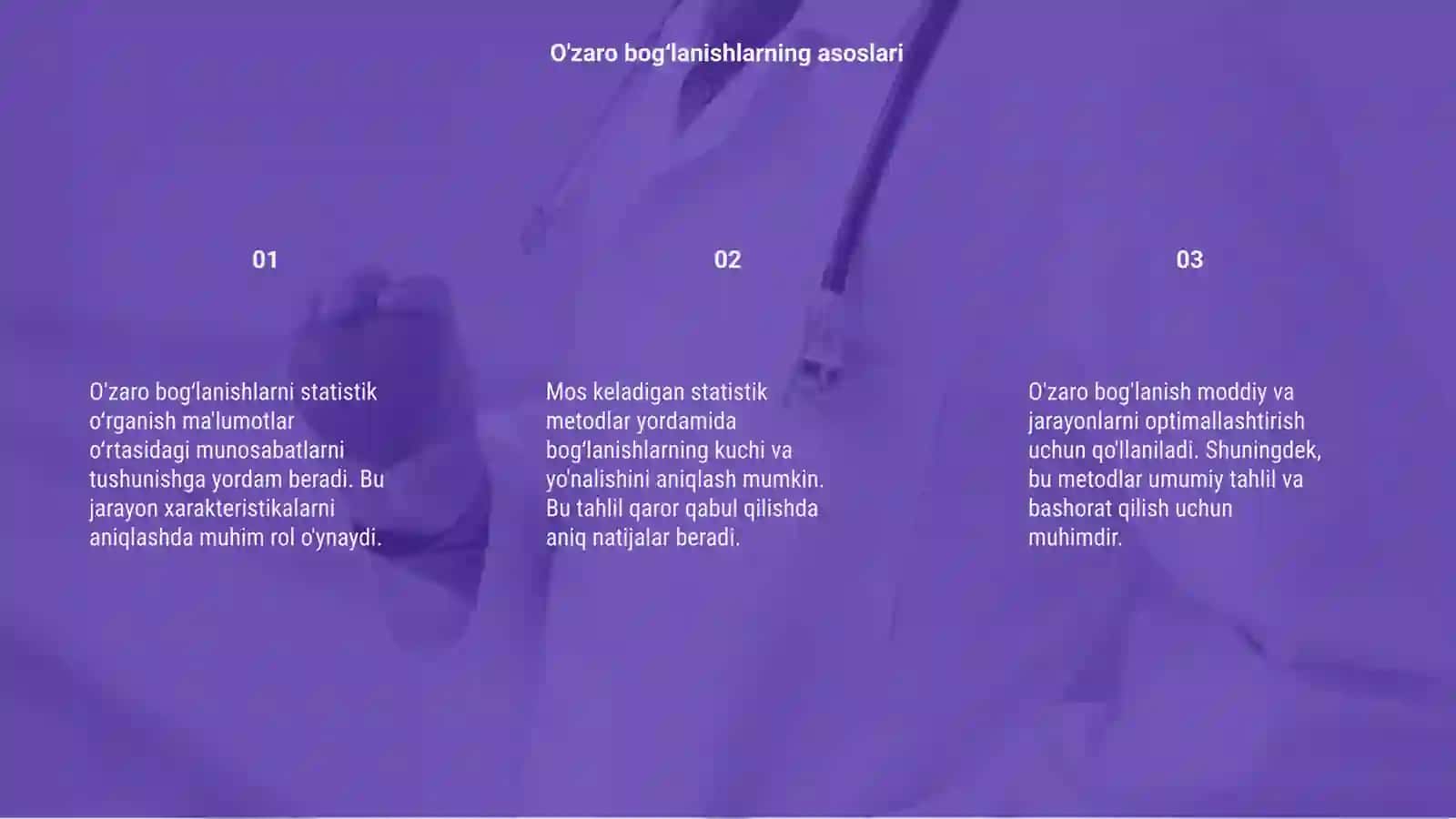 O'zaro bog'lanishlarni statistik o'rganish 3