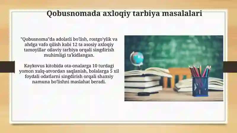 Kaykovusning Qobusnoma asarida oila tarbiyasi 3