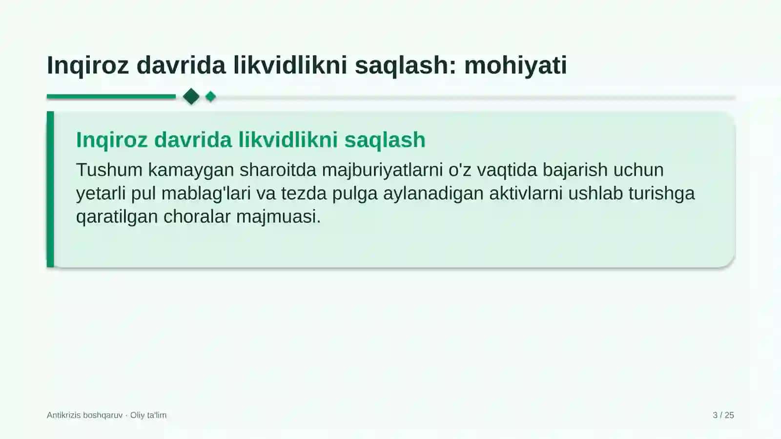 yakka tartibdagi uy joy qurilishida inqiroz davrida likvidlikni saqlash 7702 3