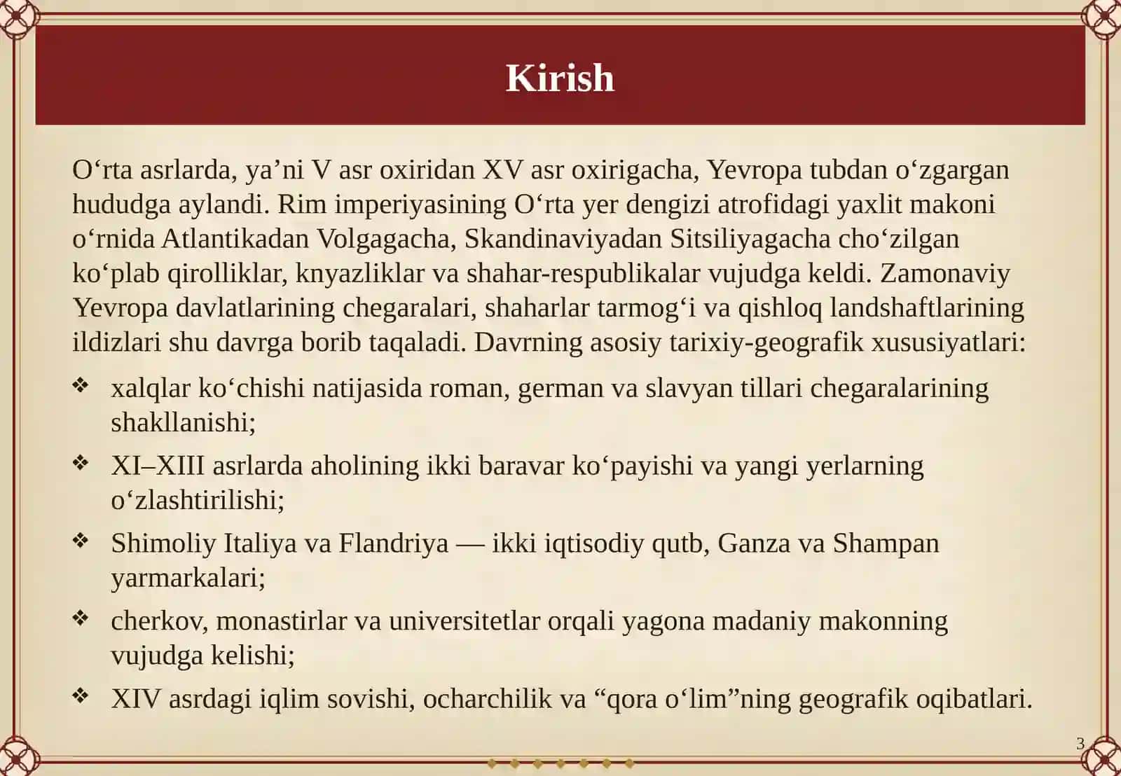 Yevropaning o‘rta asrlar davri tarixiy geografiyasi 3
