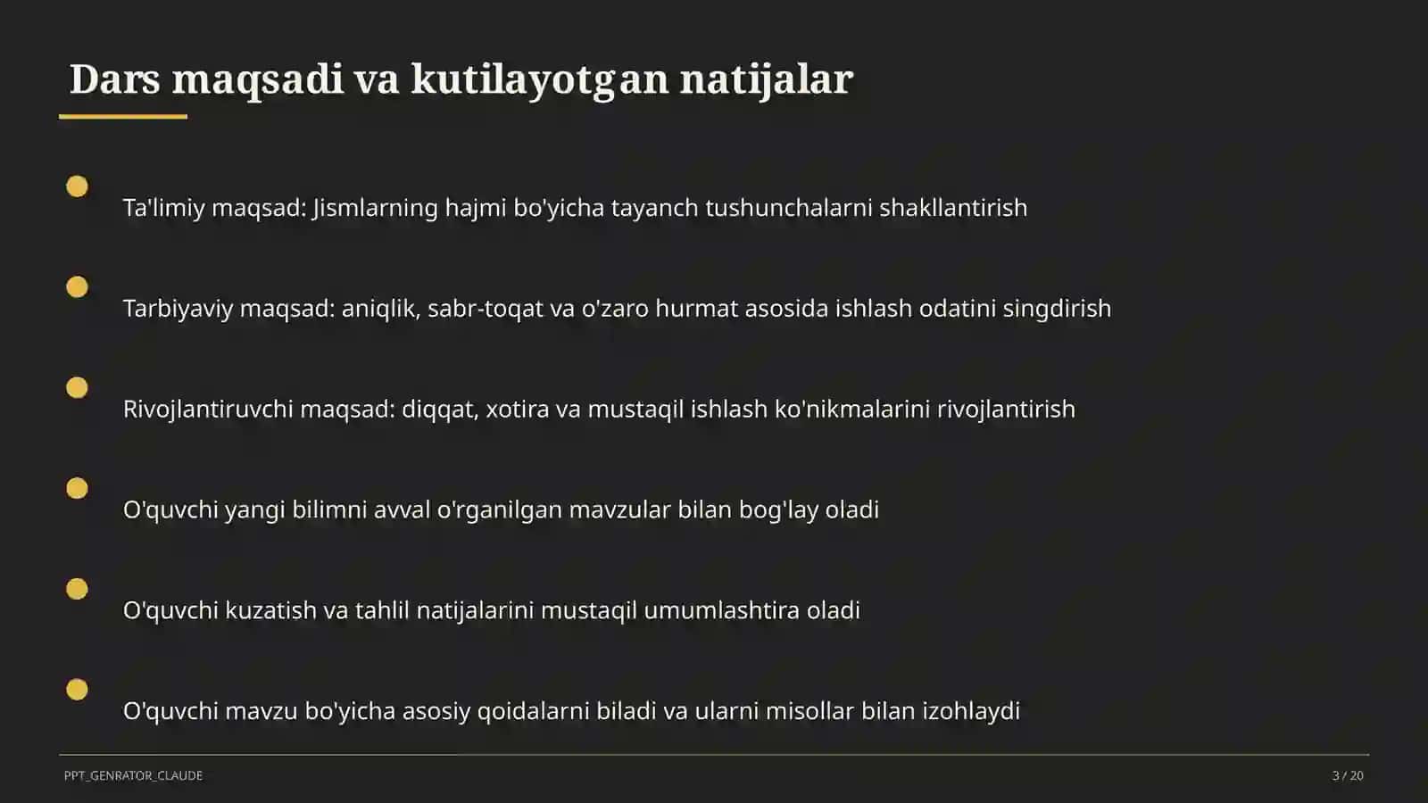 Jismlarning hajmi (11-sinf) 3