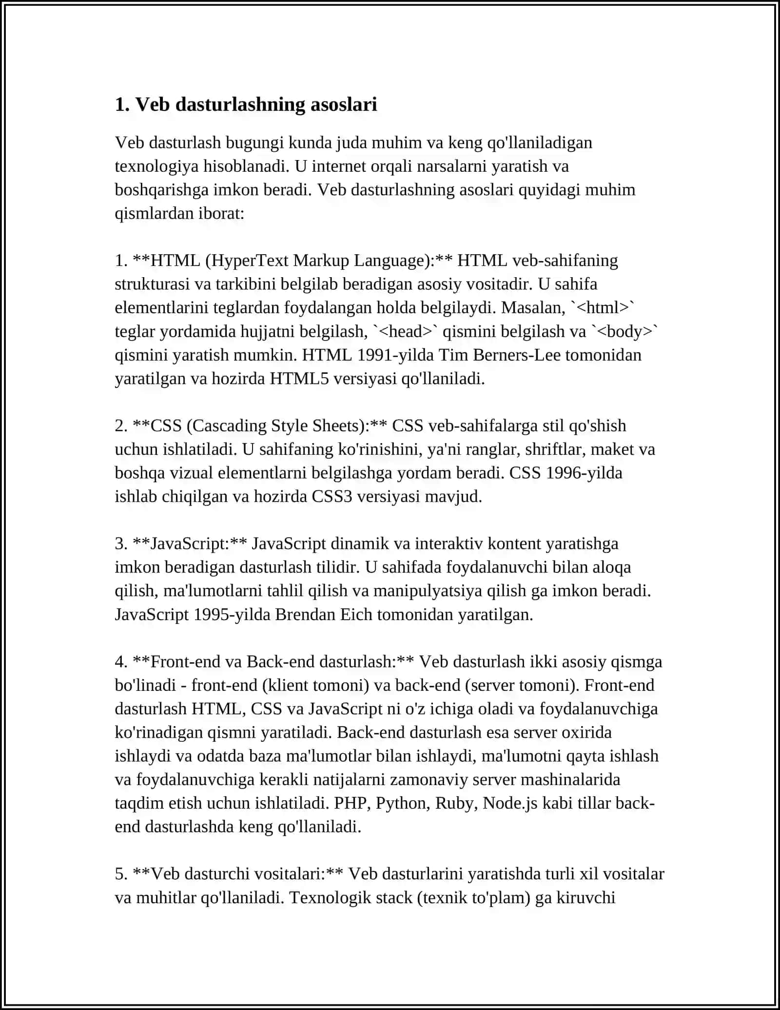 VEB DASTURLASHGA ASOSLANGAN AMALIY TIZIMLAR 3