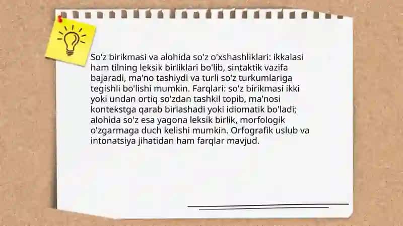 So'z birikmasi va alohida so'z: farqli va o'xshashliklari 3