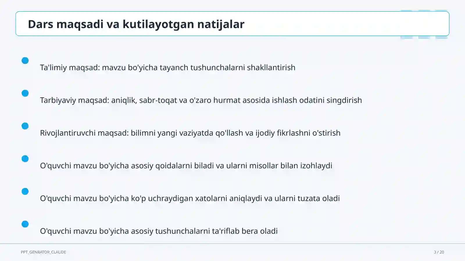 Algebra va geometriyani yagona "Matematika" fani sifatida o'qitish: yangi yondashuv 3