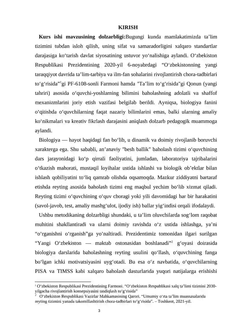 BIOLOGIYA DARSLARIDA REYTING ASOSIDA BAHOLASH METODIKASI 3