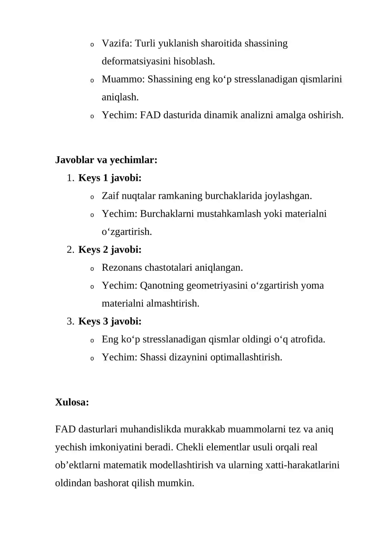 FAD (Finite Element Analysis) dasturga kirish 3