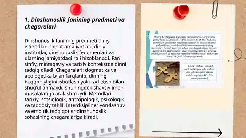 Dinshunoslik fanining predmeti, maqsadi va vazifalari 3