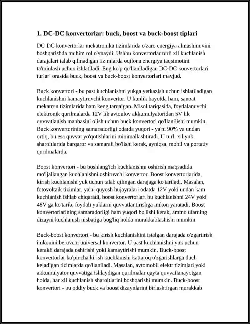 MEXATRON SISTEMALARIDA QO'LLANILADIGAN QUVVAT O'ZGARTIRGICHLARI 3