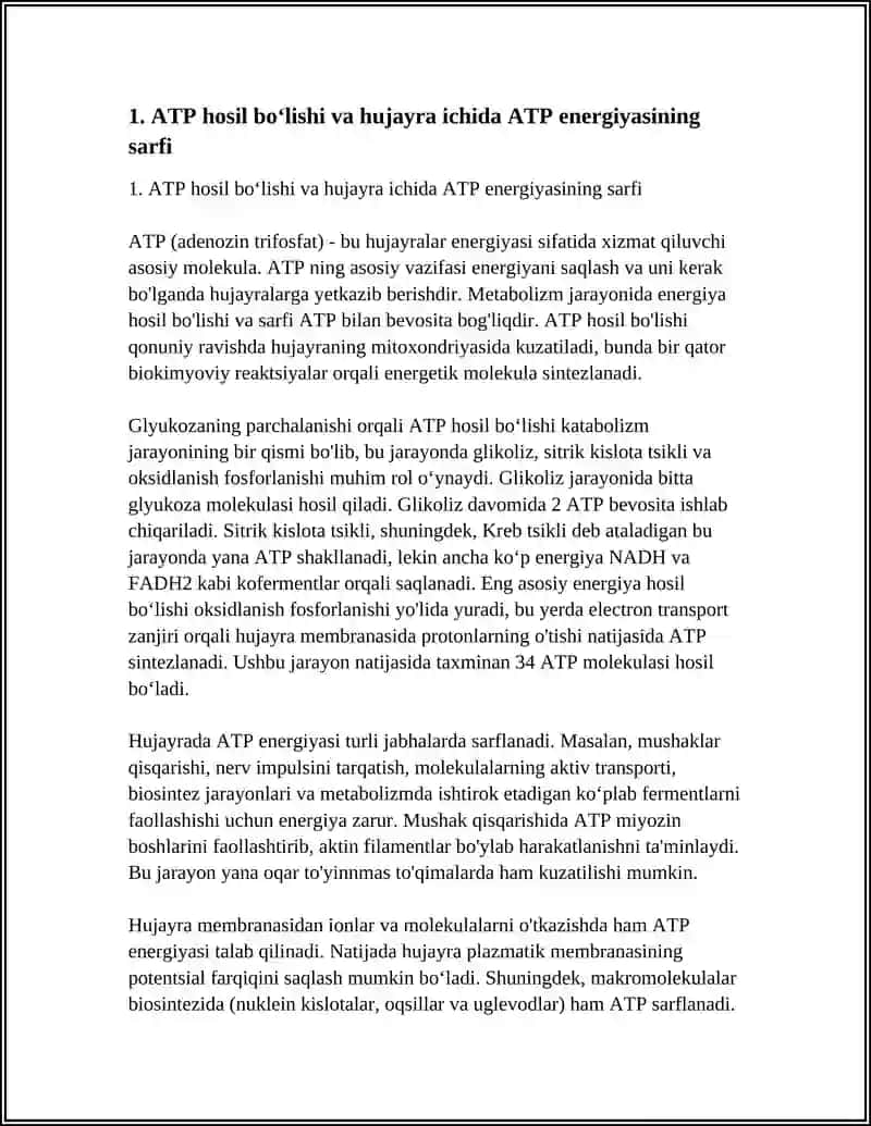 METOBALIZM JARAYONIDA HOSIL BOʻLGAN ENERGIYA 3