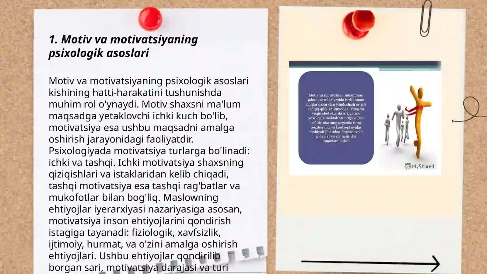 Faoliyatning oʻzlashtirilishi va malakalarni egallash. Xorij psixologiyasida motiv va motivatsiya muammosi 3