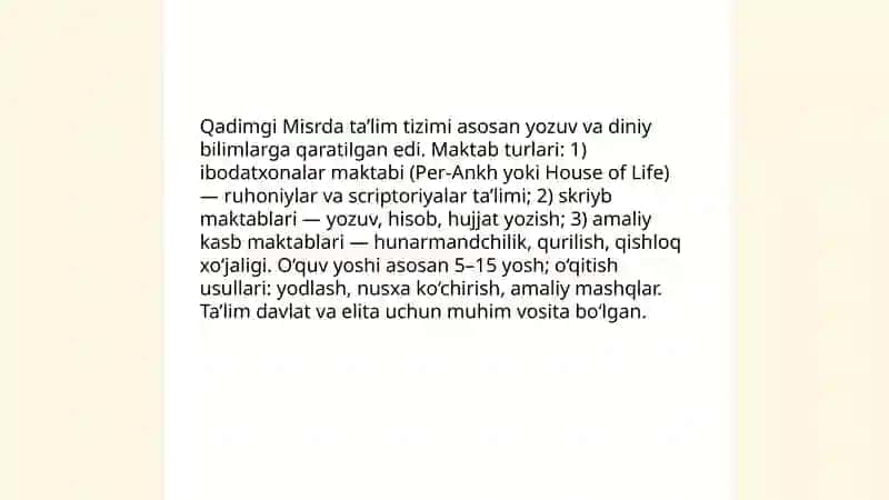 Qadimgi svilizatsiyalari mamlakatlari ta’lim va tarbiya 3