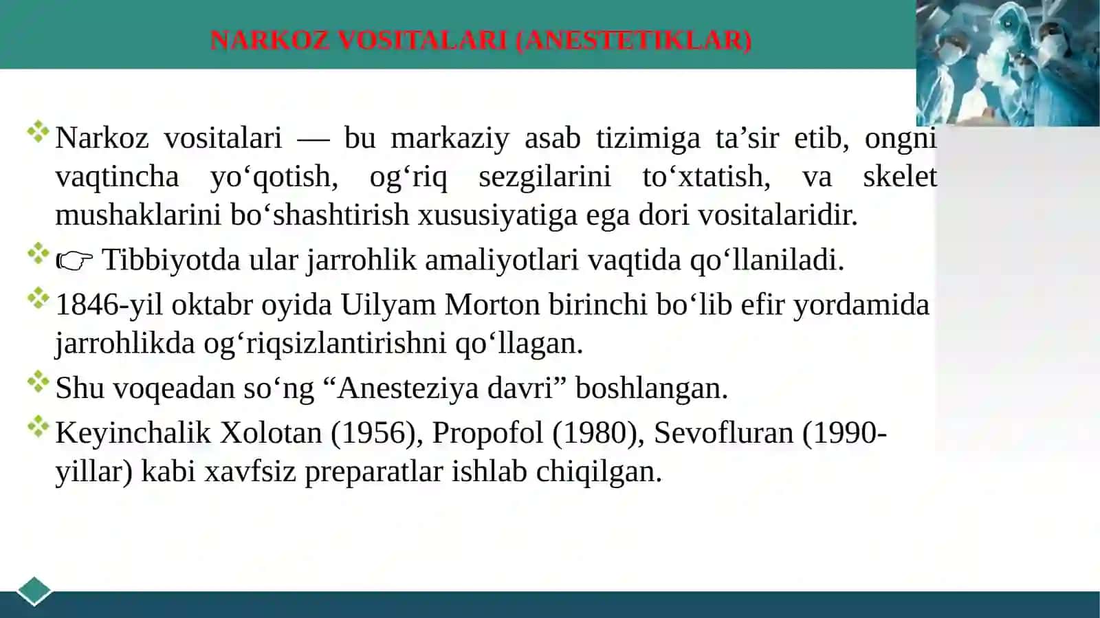 NARKOZ VOSITALARI (ANESTETIKLAR) 3