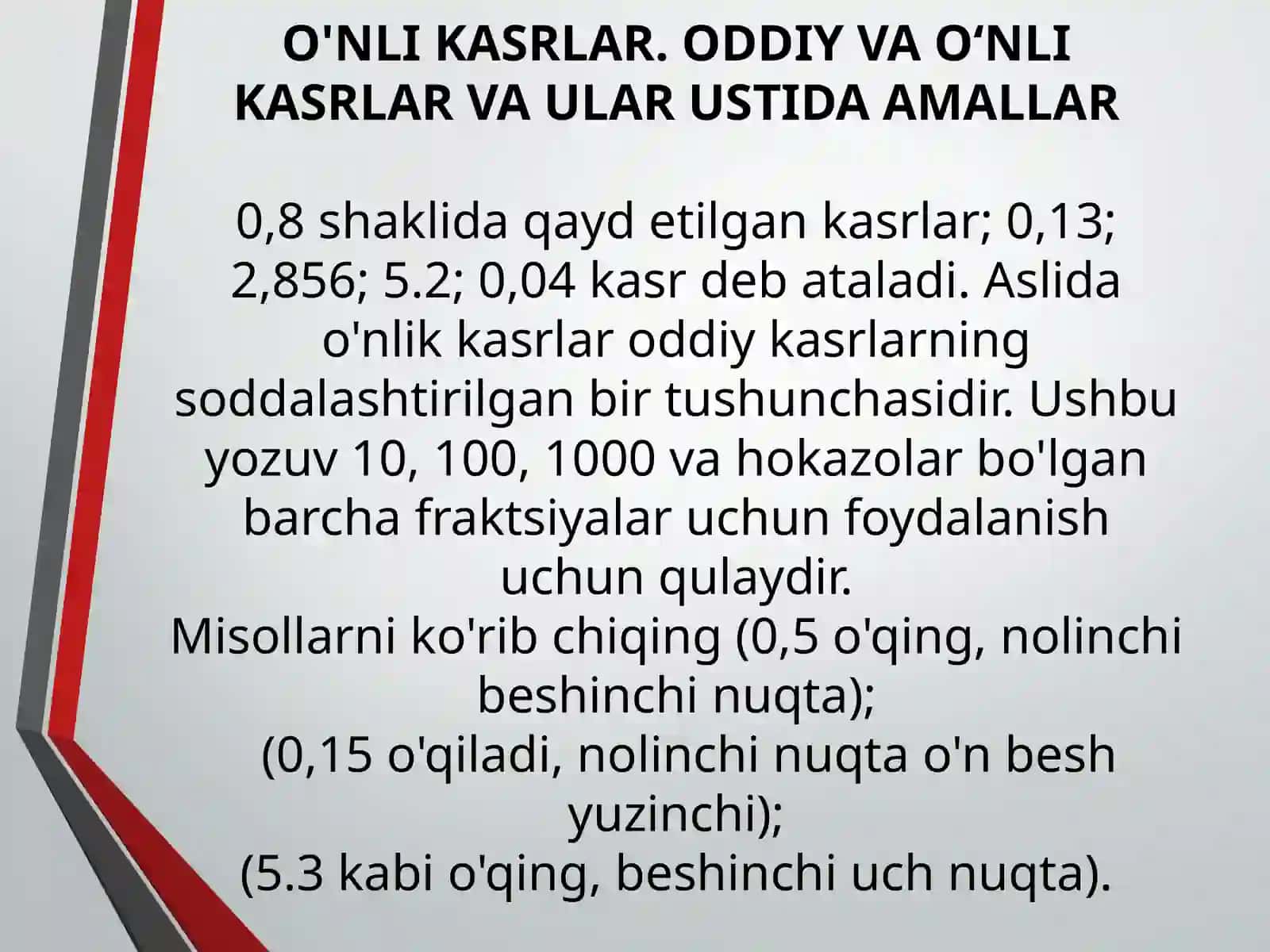 O'nlikasrlarva ular ustidaarifmetik amallarnibajarish algoritmi 3