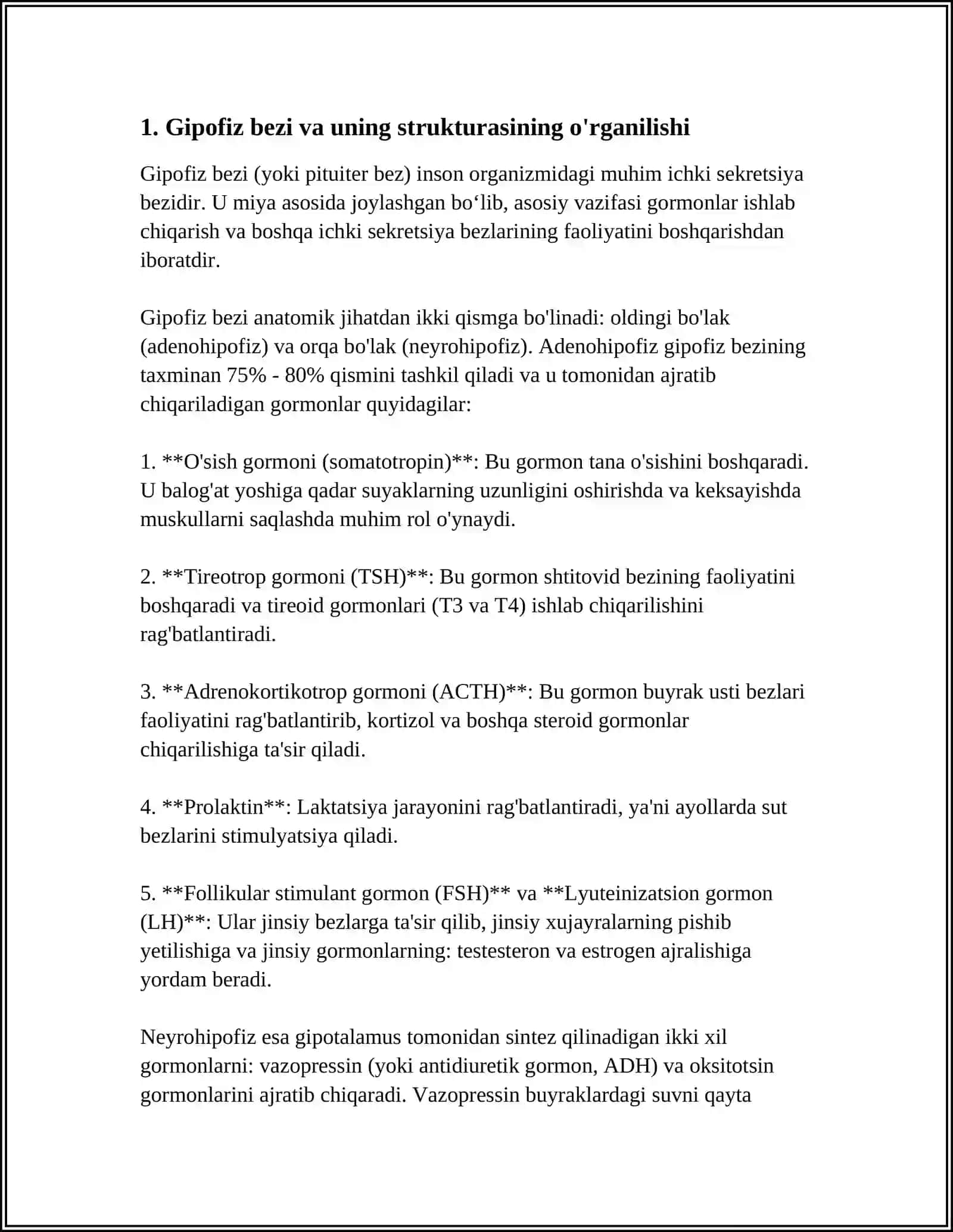MUSTAQIL ISH Mavzu: GIPOFIZ EPOVIZ BUYURAK USTI BEZI 3