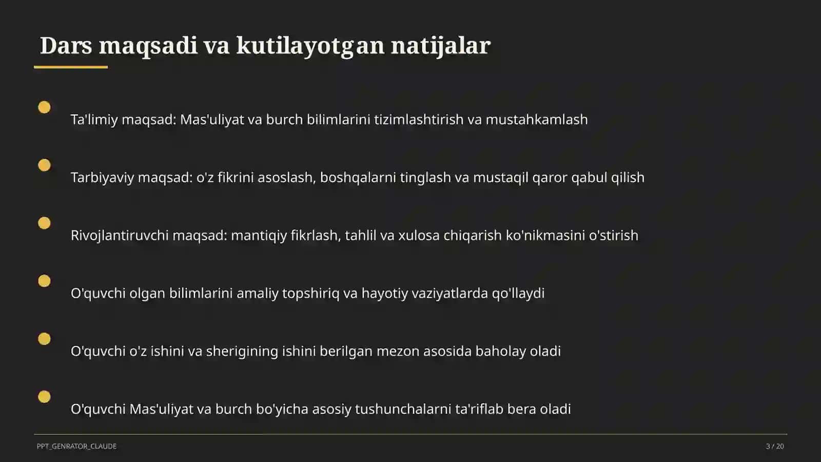 Mas'uliyat va burch (6-sinf) 3