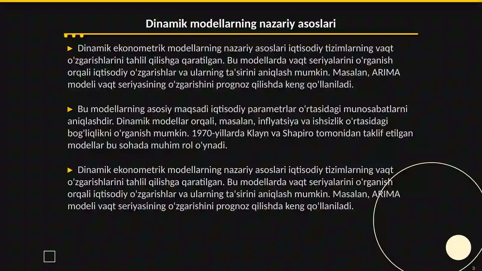 Dinamik ekonometrik modellardan foydalanish 3