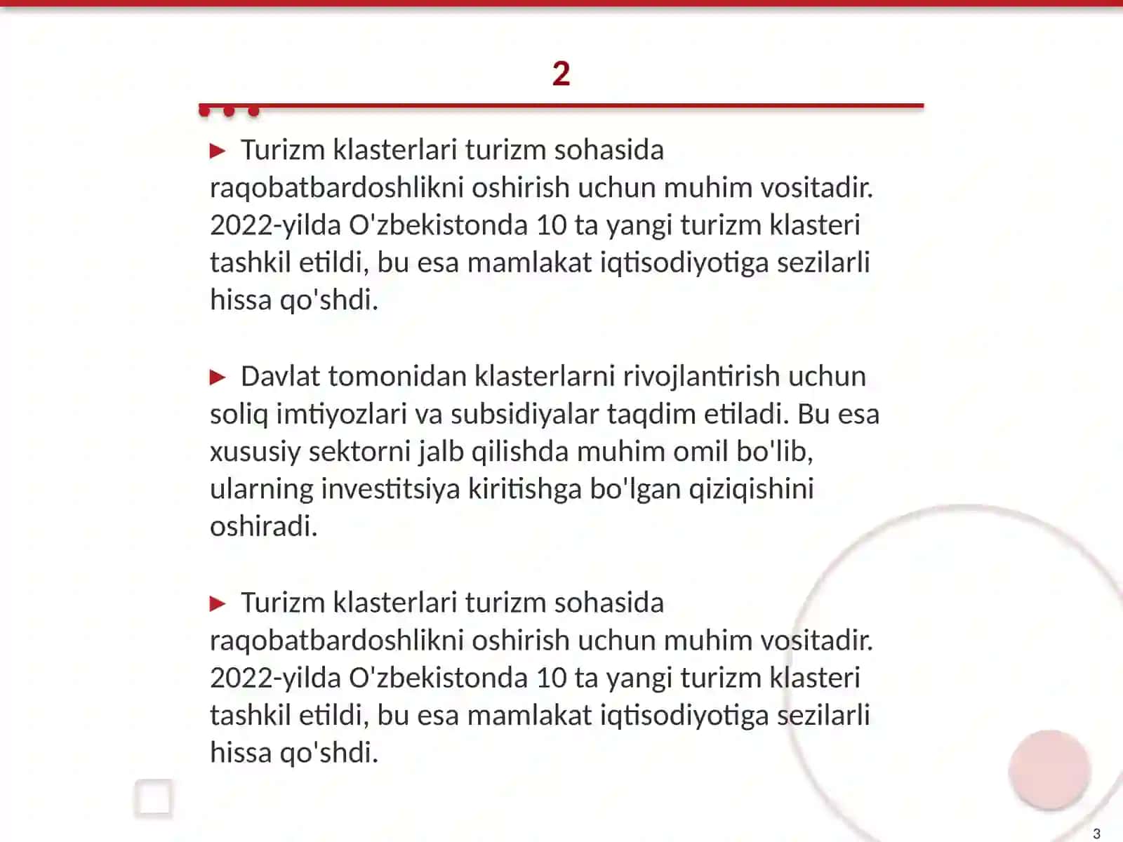 Turizm klasterlarini shakllantirishda davlat, xususiy sektor va mahalliy hamjamiyat manfaatlarini uyg‘unlashtirish masalalari 3