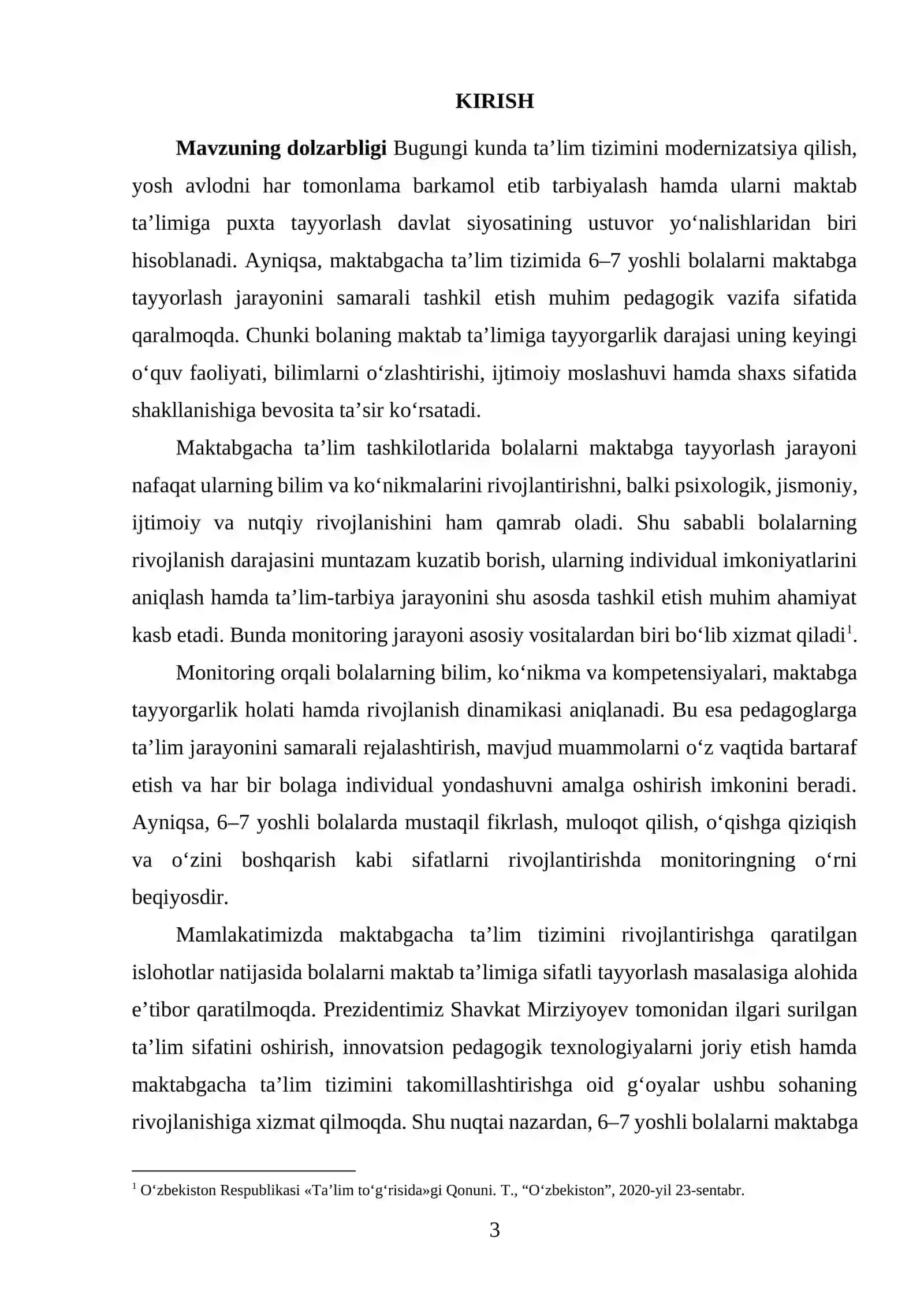 Maktabgachata’limda 6-7 yoshli bolalarni maktabga tayyorgarlik monitoringini tashkil etish samaradorligi 3