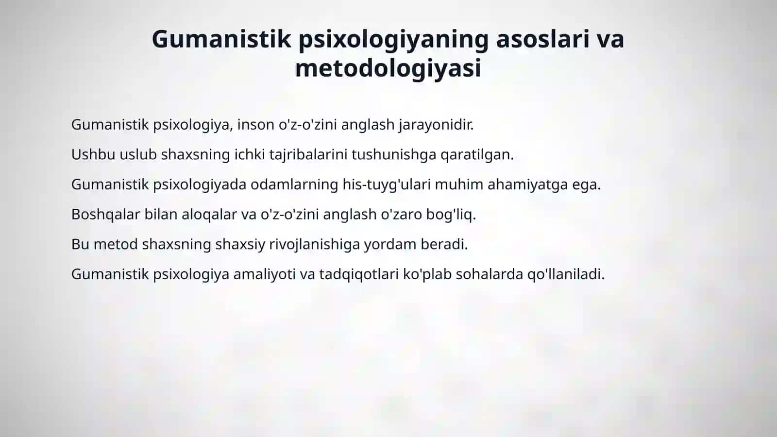Gumanistik psixologiyada metod muammosi. 3