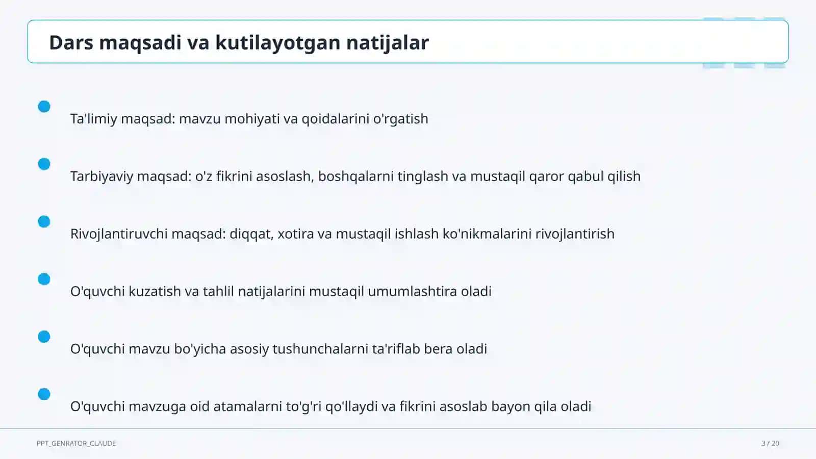 Dars rejasi 3