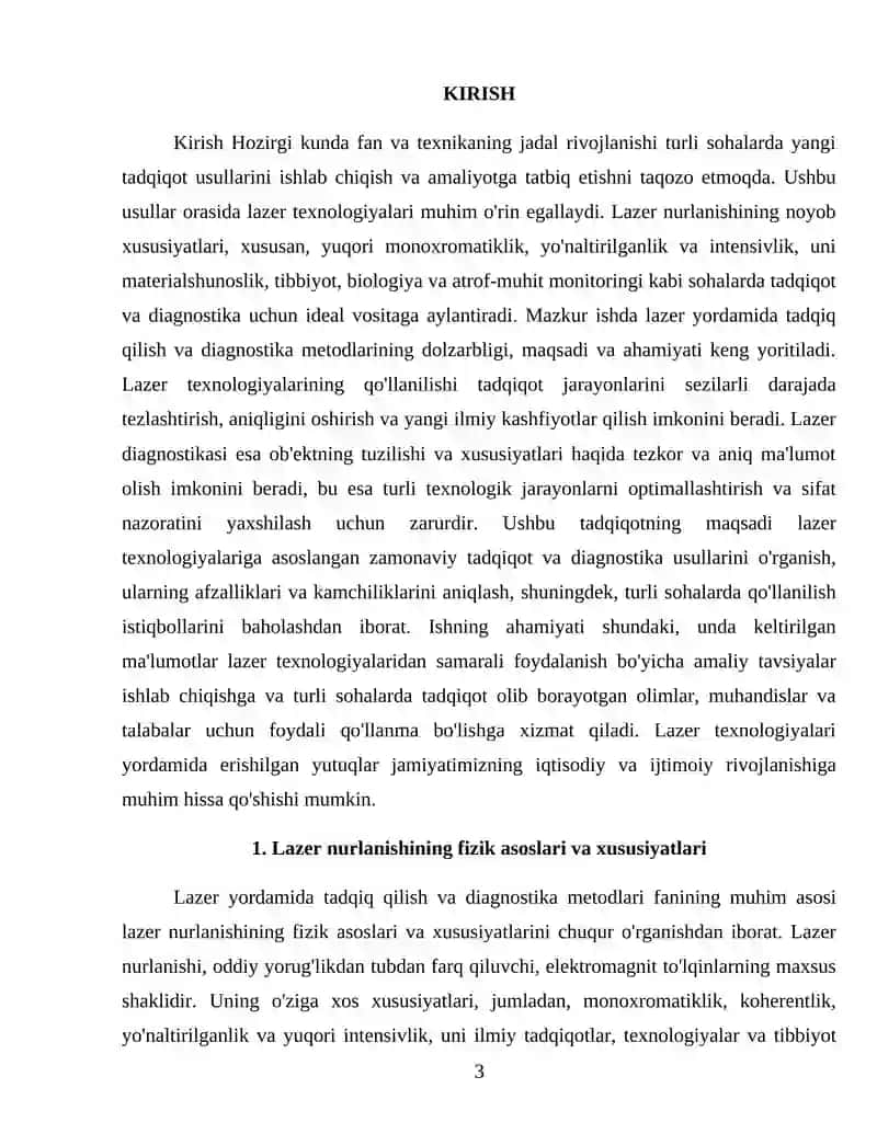 Lazer yordamida tadqiq qilish va diagnostika metodlari 3
