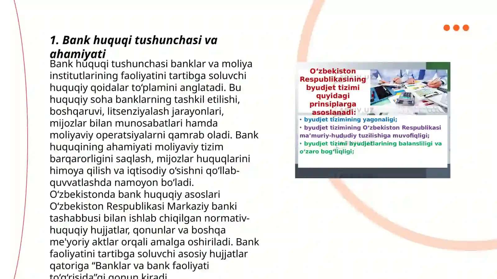 Bank huquqi tushunchasi, predmeti va tizimi 3