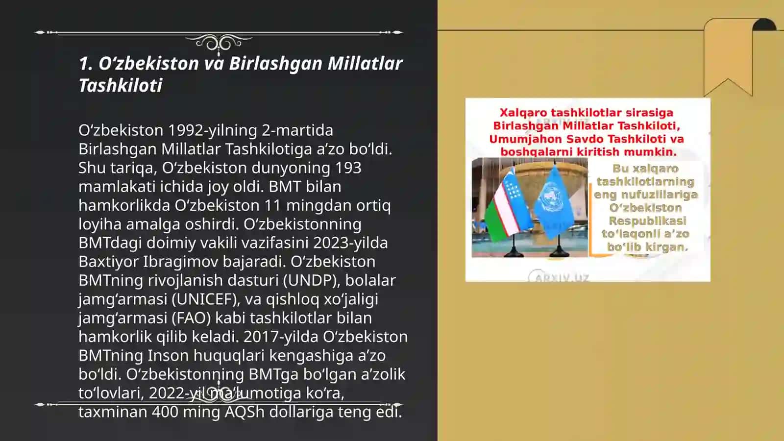 Oʻzbekistonning xalqaro tashkilotlar bilan hamkorlik aloqalari 3