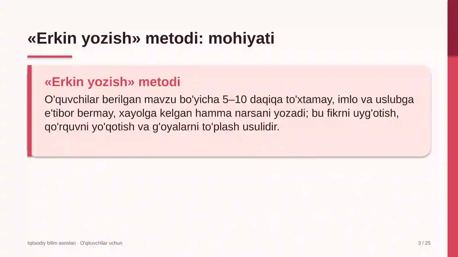 iqtisodiy bilim asoslari darslarida erkin yozish metodidan foydalanish 1896 3