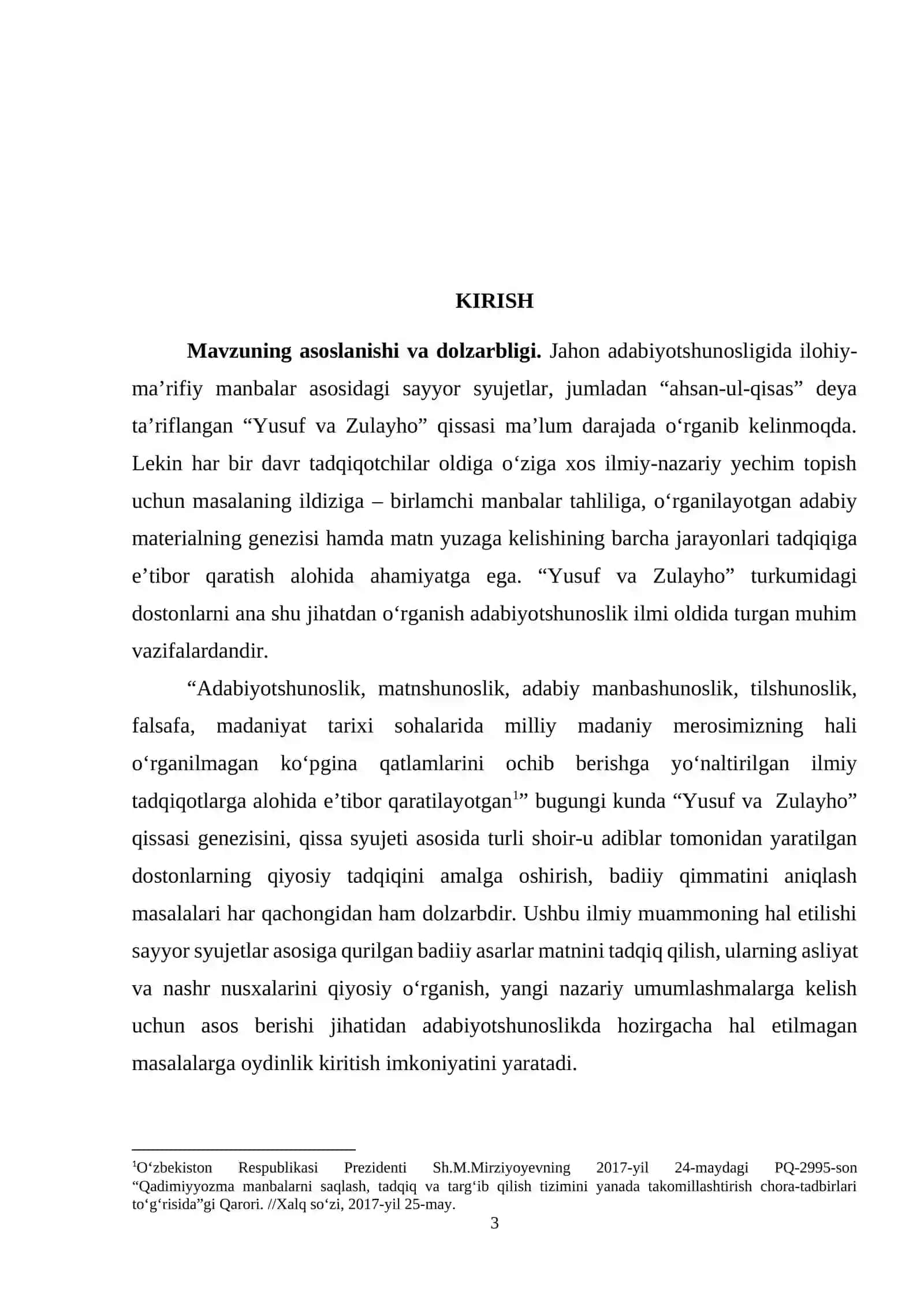 YUSUF VA ZULAYHO TURKUMIDAGI DOSTONLAR TASNIFI 3