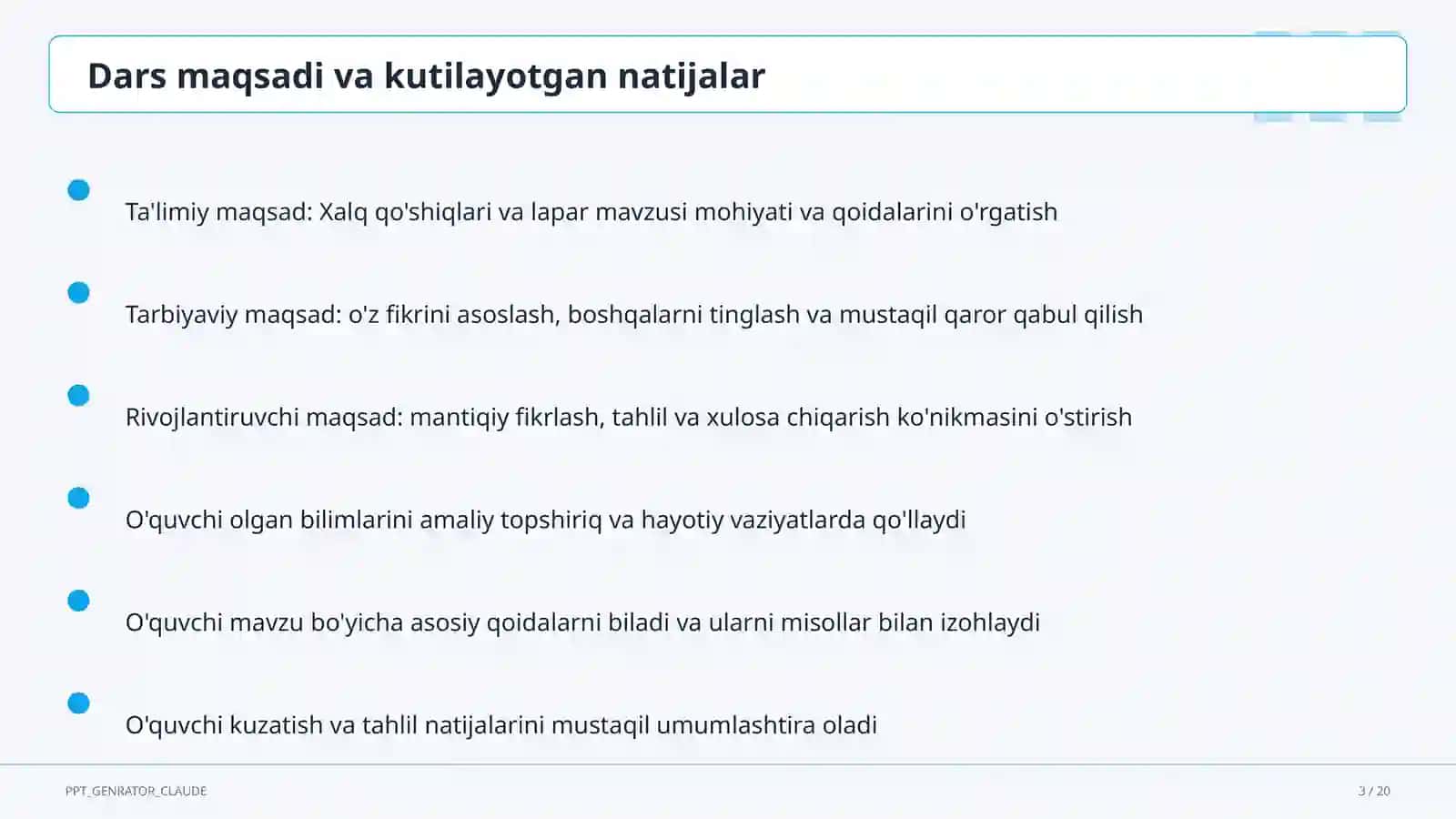 Xalq qo'shiqlari va lapar (3-sinf) 3