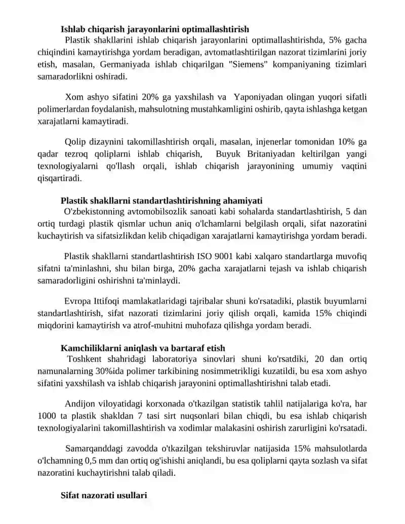 Plastir dori shakllarini standartlash va sifatini shakllantirish 3
