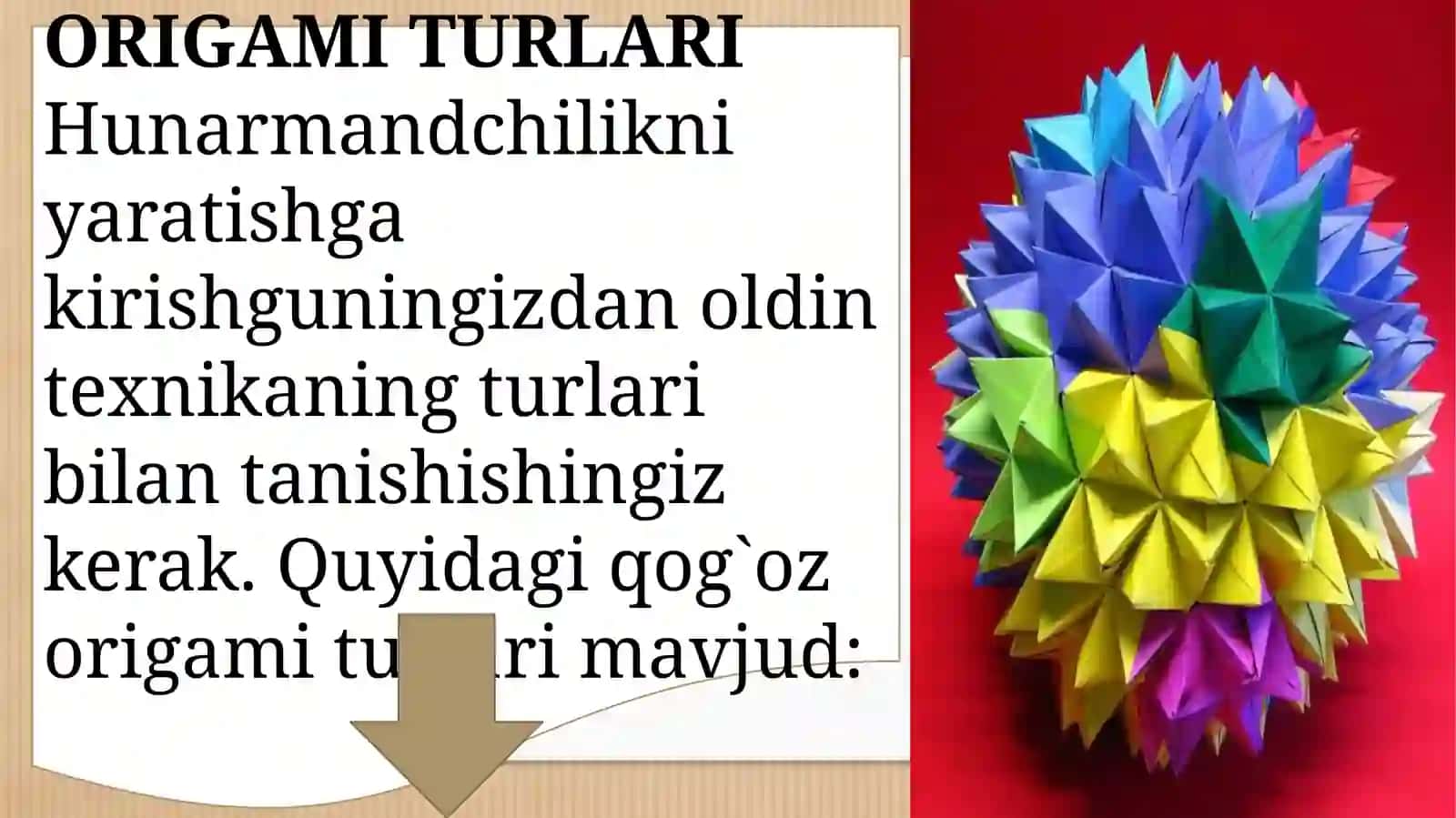 Qog`ozdan buklash yo`li bilan o`yinchoq yasash.(Origami usuli) 3