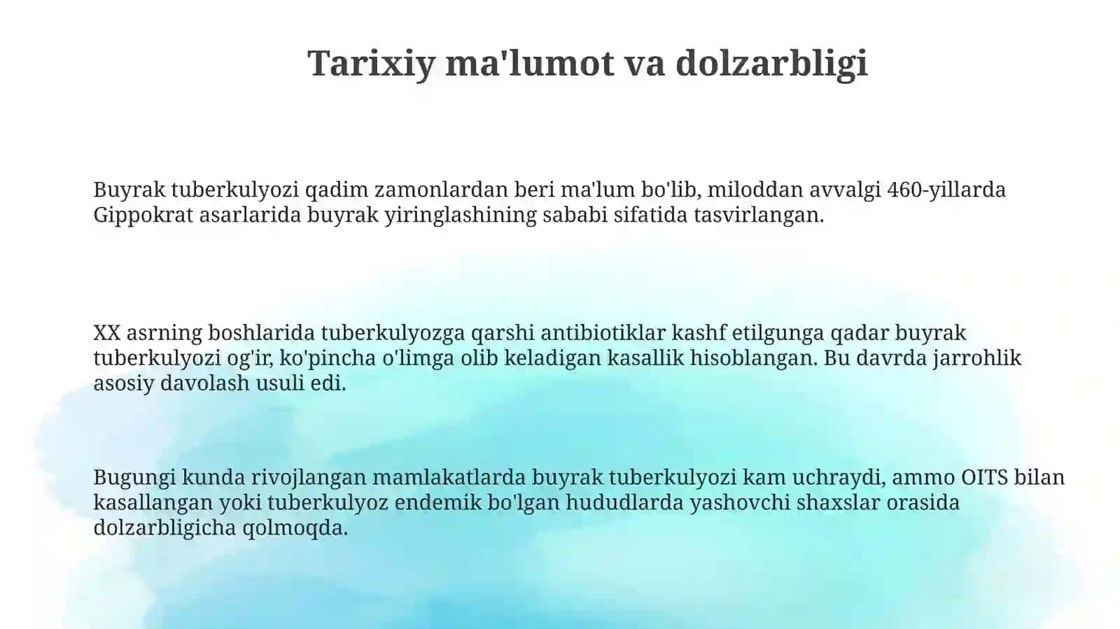 Buyraklar va siydik tanosil organlar sili 3