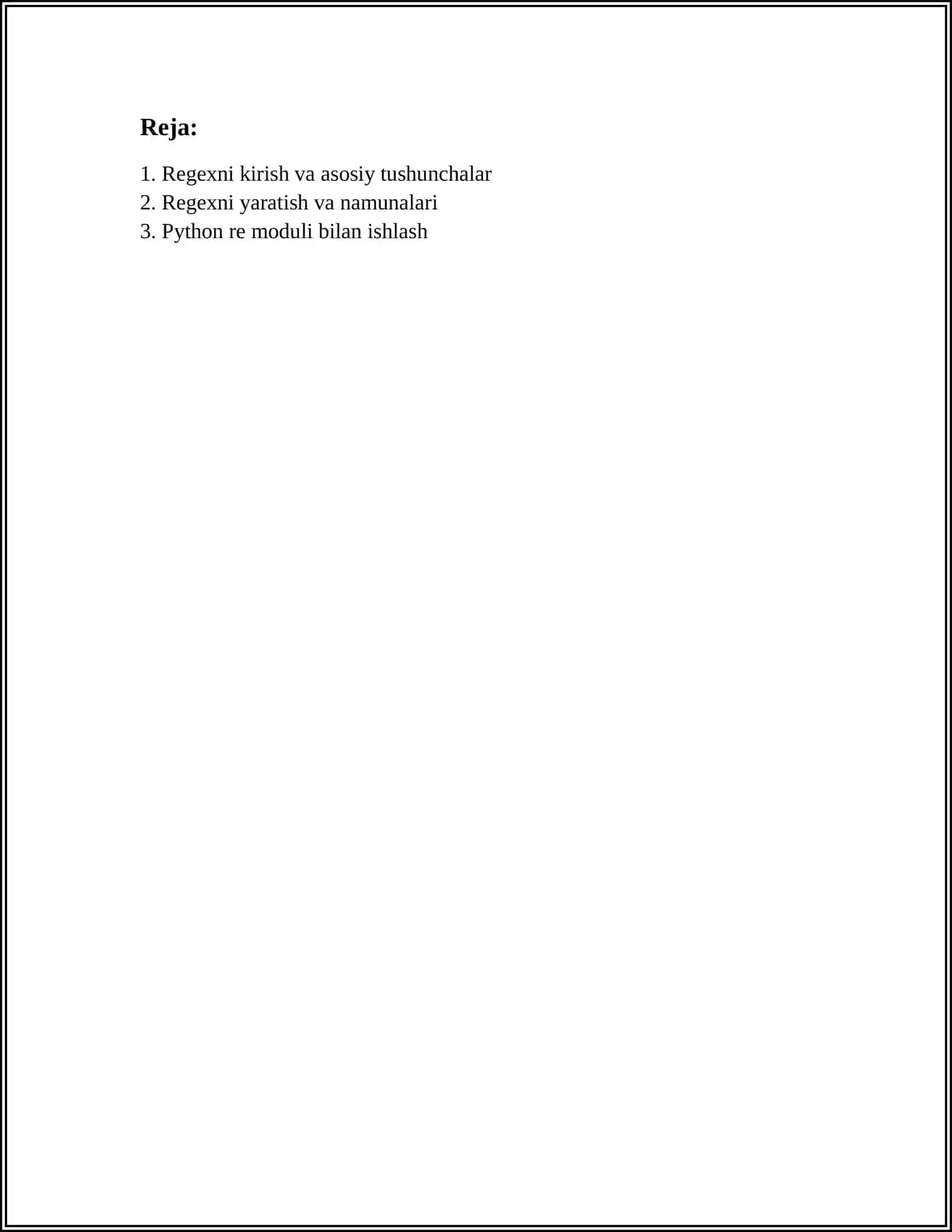 PYTHONDA "REGULAR EXPRESSIONS" NAZARIY VA AMALIY MA'LUMOTLAR 3