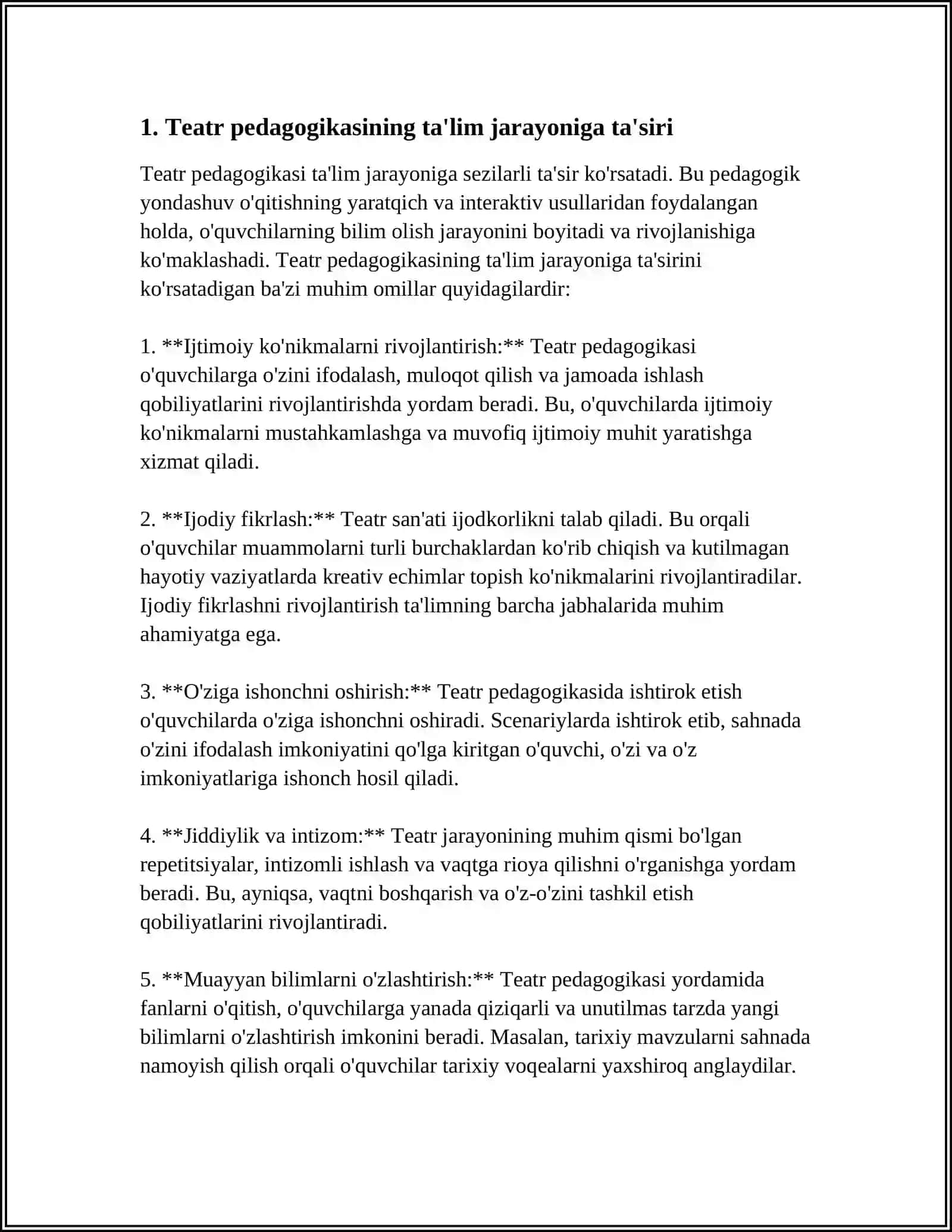 TA'LIM TARBIYA JARAYONINI SAMARADORLIGINI OSHIRISHDA TEATR PEDAGOGIKASINING AHAMIYATI 3