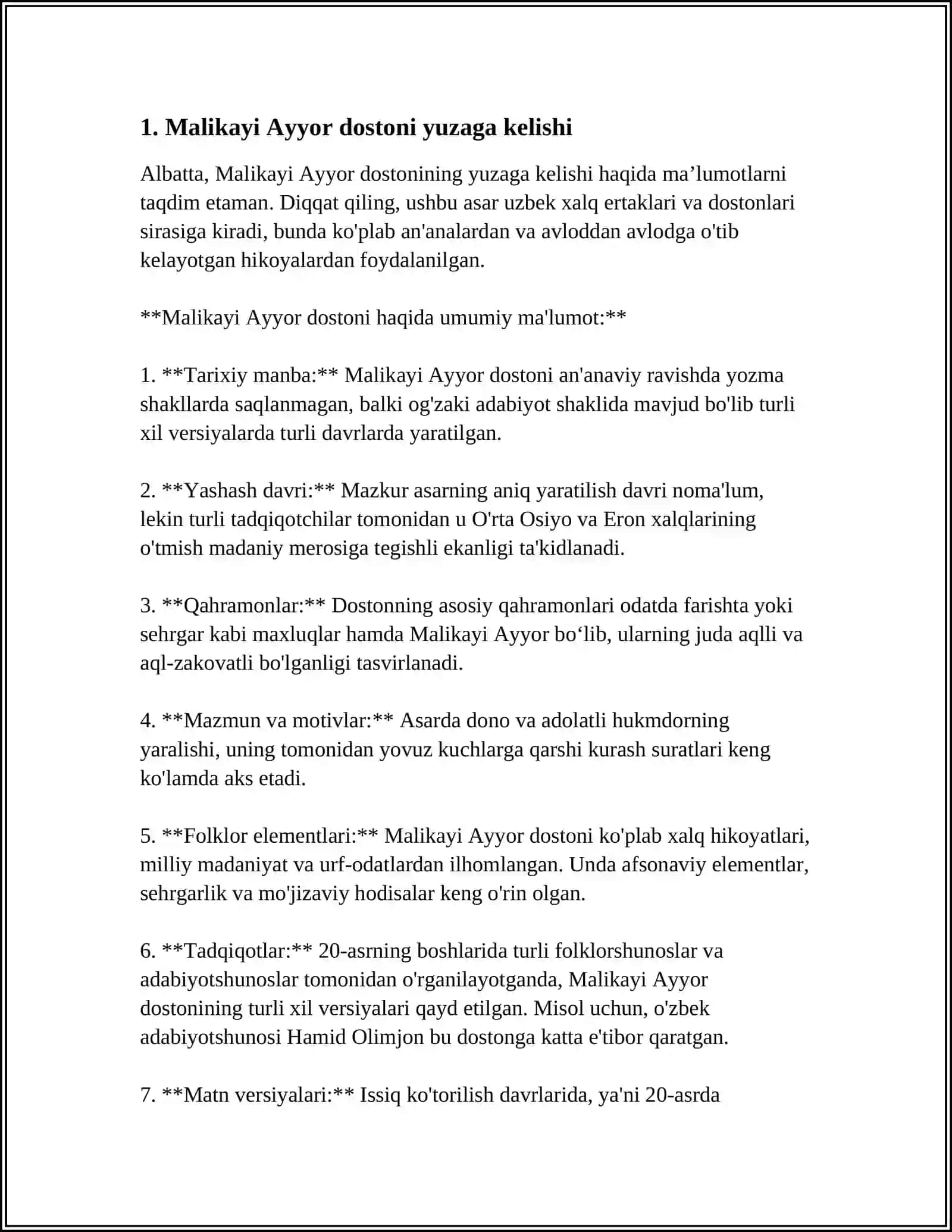 "MALIKAYI AYYOR"DOSTONI TAHLILI 3