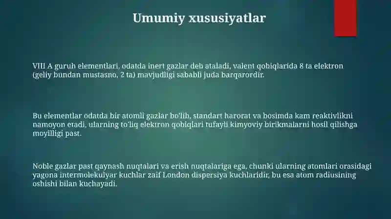 VIII A guruh elementlarining xossalari 3