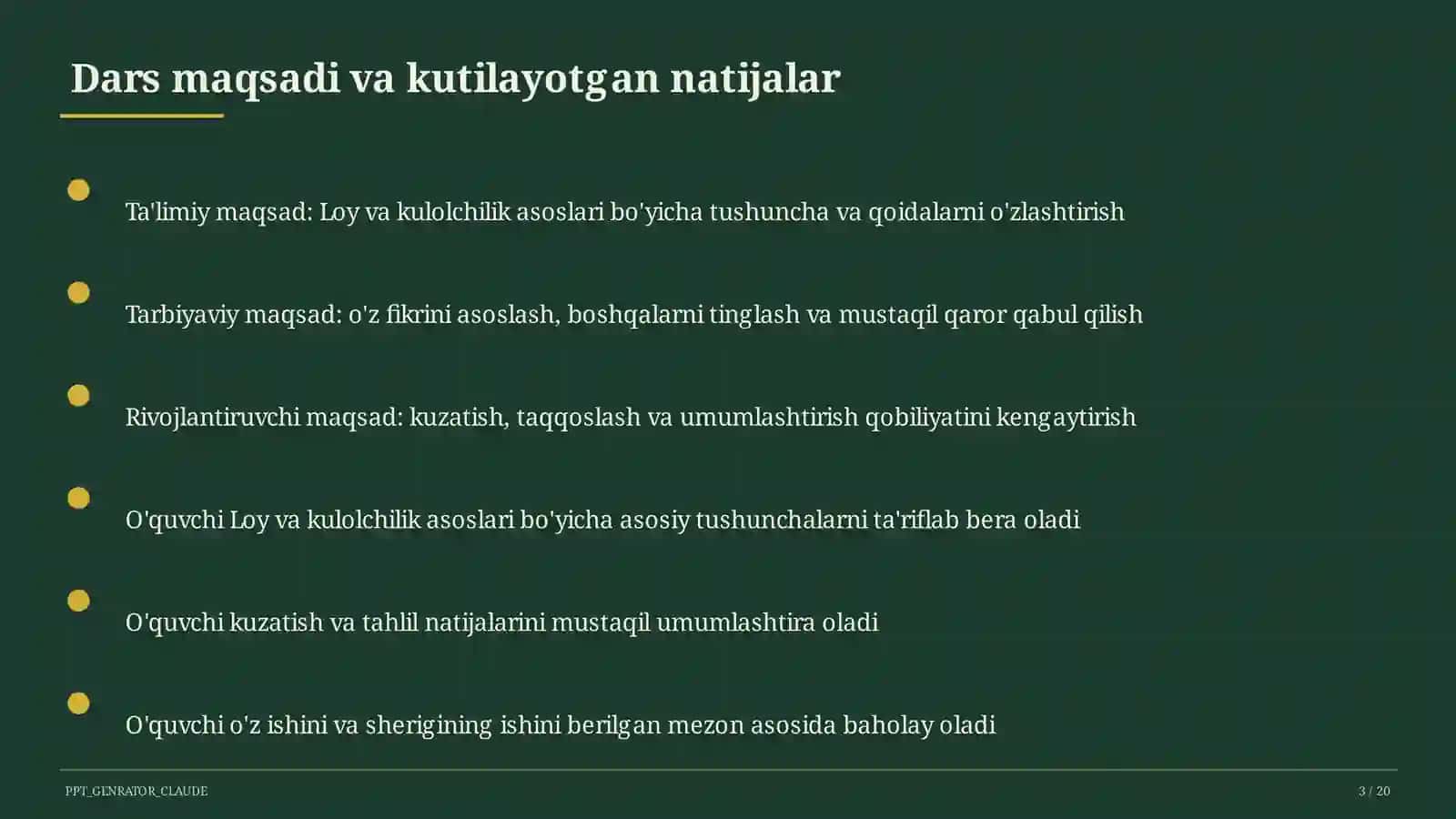 Loy va kulolchilik asoslari (4-sinf) 3